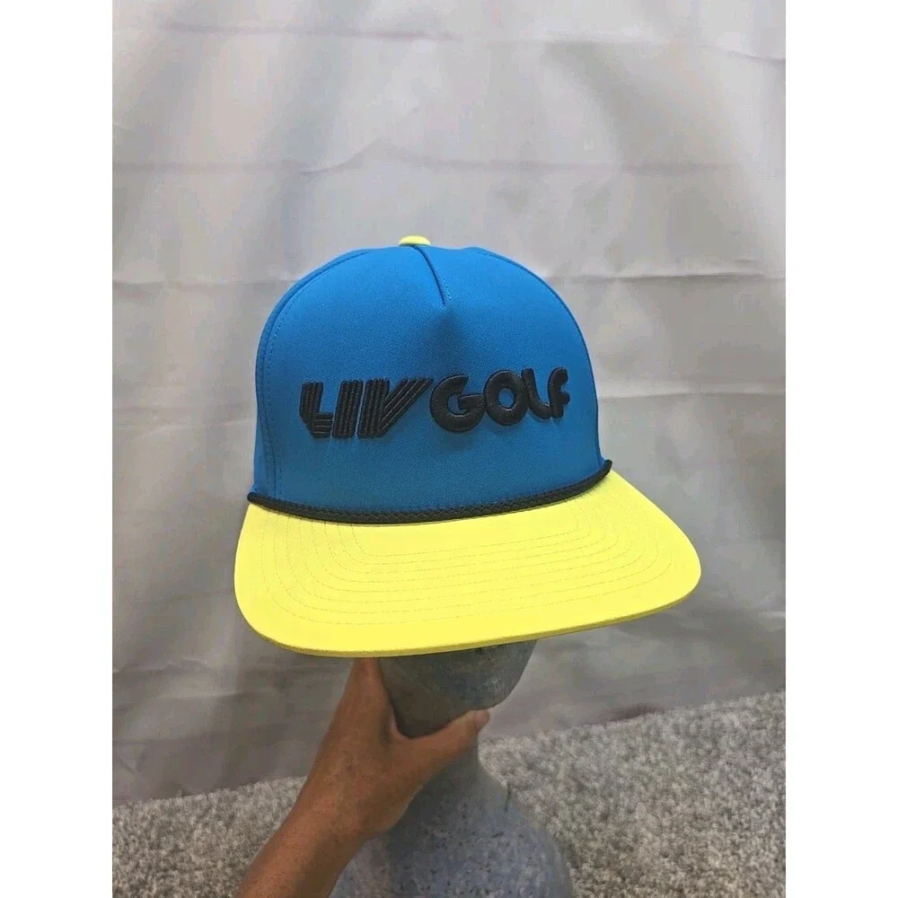 LIV GOLF Hat Cap Adjustable FlexFit 110 Blue Yellow